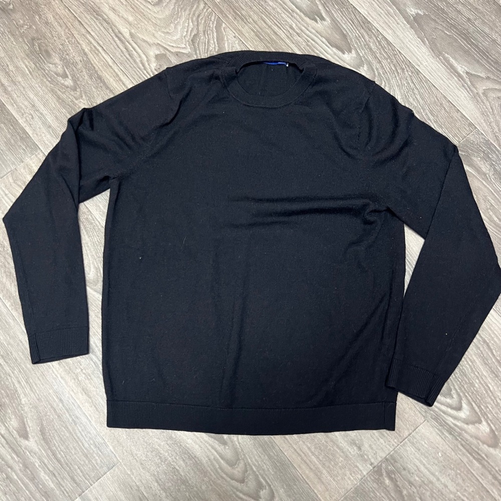 Apt. 9 Sweater Crew Neck Long Sleeve‎ Merino Wool Blend Fit Black Size M